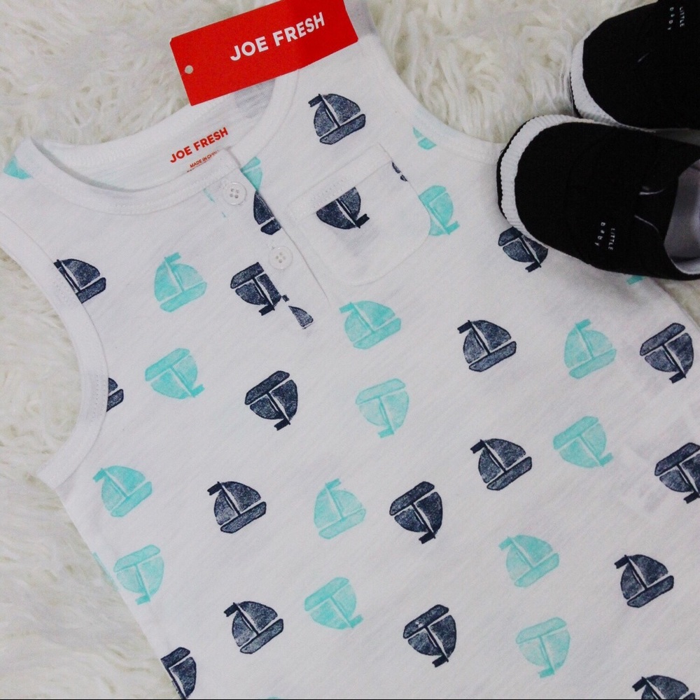 NWT Joe Fresh Color Blue Graphic Sailboat Romper - Picture 1 of 3